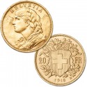 Swiss Gold 20 Francs Helvetia 1927-1949