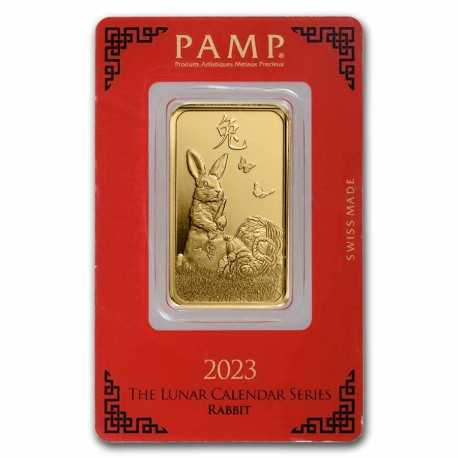 1 oz Gold Bar Year of the Rabbit PAMP Suisse