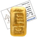 100 gr Gold Bullion / Bar Metalor Casted