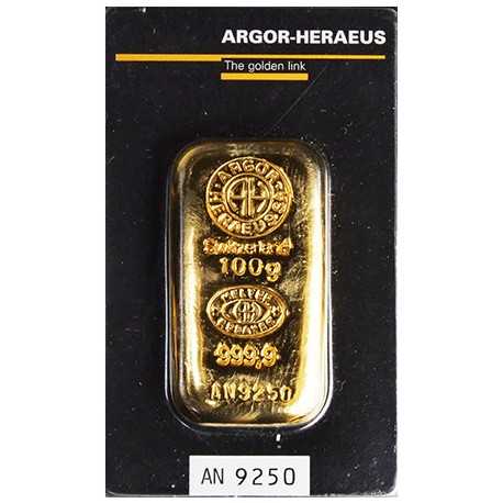 100 gr. Argor Heraeus Gold Bar Casted