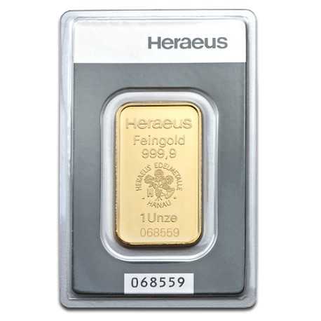 1oz Gold Bullion | Heraeus Gold Bar | 31.1gr 