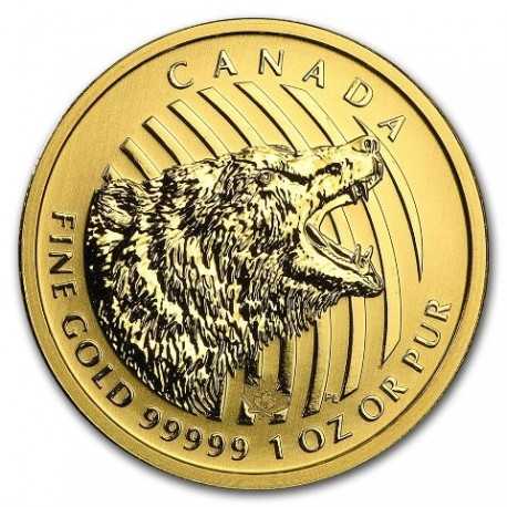 Roaring Grizzly Bear, 1 oz. Gold, 2016 Canada
