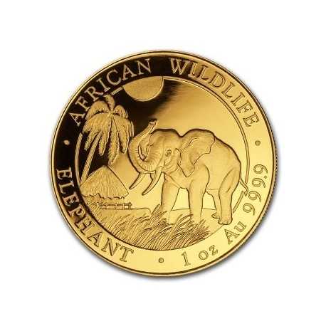 Somalia Elephant, African Wildlife, 1oz Gold, 2016